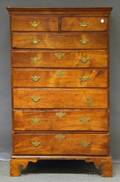 Chippendale Cherry and Pine Eightdrawer Tall Chest