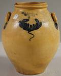Clark  Fox Athens Cobalt Bluedecorated Ovoid Threegallon Stoneware Jar