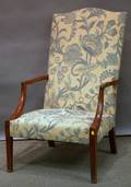 Federal Crewelupholstered Carved Mahogany Lolling Chair