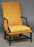Federal Upholstered Carved Mahogany Lolling Chair