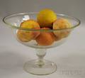 Colorless Glass Compote with Eight Painted Carved Stone Fruit