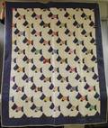 Handstitched Pieced Cotton Scottie Dog Pattern Quilt