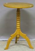 Mustardpainted Victorian Candlestand with Turned Post