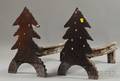 Pair of Folk Art Cut and Pierced Sheet Iron Pine Tree Andirons