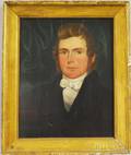 19th Century American School Oil on Board Portrait of a Young Gentleman