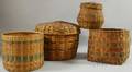 Four Paintdecorated Woven Splint Baskets