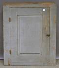 Graypainted Pine Wall Cupboard with Paneled Door