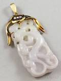Lavender Jade Pendant with 14kt Gold and Diamond Mount