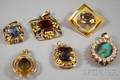 Six 18kt Goldframed Gemstone Pendants