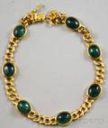 18kt Gold and Cabochon Emerald Bracelet