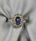 Art Deco Synthetic Sapphire and Diamond Ring