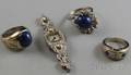 Four Platinum and Gold Gemset Jewelry Items