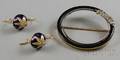 Two 14kt Gold Enamel and Diamond Jewelry Items