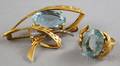 Two 18kt Gold and Aquamarine Items