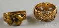 Two 14kt Gold Floraldecorated Bands