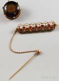 Two Gold and Citrine Brooches