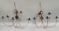 Pair of Wire and Metal Fivelight Candle Wall Sconces