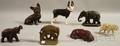 Four Painted Cast Iron Elephant and Three Dog Figural Doorstops