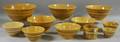 Ten Nesting Banded Yellowware Mixing Bowls and a Jar