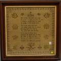 Framed 1836 Elizabeth Ann Baker Needlework Sampler