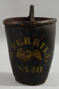 Painted Leather Fire Bucket Labeled B Merrill No 40
