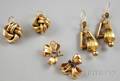 Three Pairs of Retro 14kt Gold Earrings
