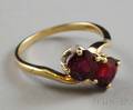 14kt Gold and Ruby Twinstone Ring