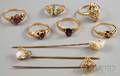 Small Group of Gold Gemset Rings and Stickpins