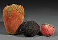 Large Velvet Strawberry Pincushion Embroidered Pincushion and a Silk Apple