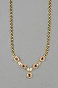 18kt Gold Ruby and Diamond Necklace