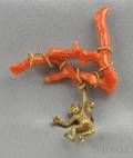 18kt Gold and Branch Coral Figural Brooch Mish