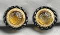 14kt Gold Citrine Onyx and Diamond Earclips