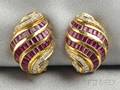 18kt Gold Ruby and Diamond Earclips