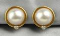 18kt Gold Mabe Pearl and Diamond Earclips