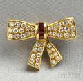 18kt Gold Ruby and Diamond Bow Brooch Van Cleef  Arpels