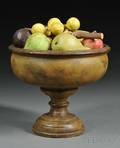 Paintdecorated Turned Wood Compote with Stone Fruit
