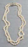 Cultured Pearl and Diamond Necklace