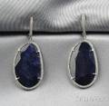 14kt White Gold Sapphire and Diamond Earpendants