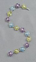 18kt White Gold Gemset Flower Bracelet