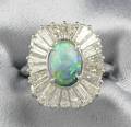 Platinum Opal and Diamond Ring