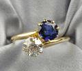 Edwardian 18kt Gold Sapphire and Diamond Bypass Ring TB Starr