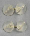 14kt Gold Rock Crystal and Diamond Cuff Links