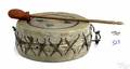 Woodlands painted rawhide dance drum