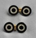 18kt Gold Onyx and Diamond Cuff Links