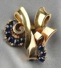 Retro 14kt Bicolor Gold Sapphire and Diamond Reflection Brooch Trabert  Hoeffer Mauboussin