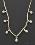 Pearl Natural Pearl and Diamond Fringe Necklace
