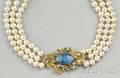 18kt Gold Black Opal Cultured Pearl and Gemset Necklace Parenti