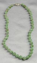 Art Deco Carved Jadeite Bead Necklace