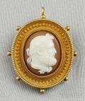 Antique Gold and Hardstone Cameo PendantBrooch