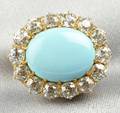 Antique Turquoise and Diamond Brooch